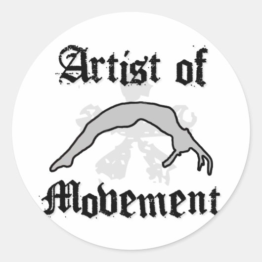 Kunstenaar van bewegingstrommeling ronde sticker (Voorkant)