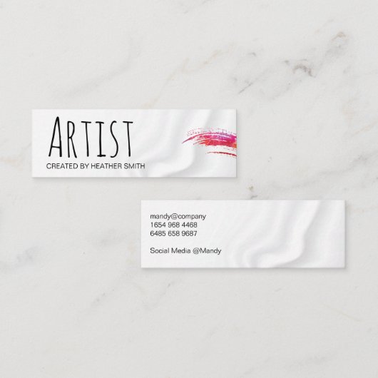 Kunstenaar/Waterverf geborsteld | Silky Drapery Mini Visitekaartje (Voorkant / Achterkant)