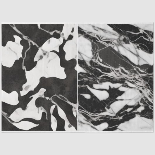 Kunstenaar Zwart Wit Abstract Marmeren Textuur 1b Tissuepapier (Voorkant)