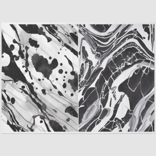 Kunstenaar Zwart Wit Abstract Marmeren Textuur 1d Tissuepapier (Voorkant)