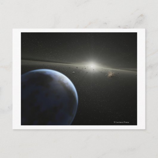 Kunstenaars concept van een astroïde gordel Foto Briefkaart (Voorkant)