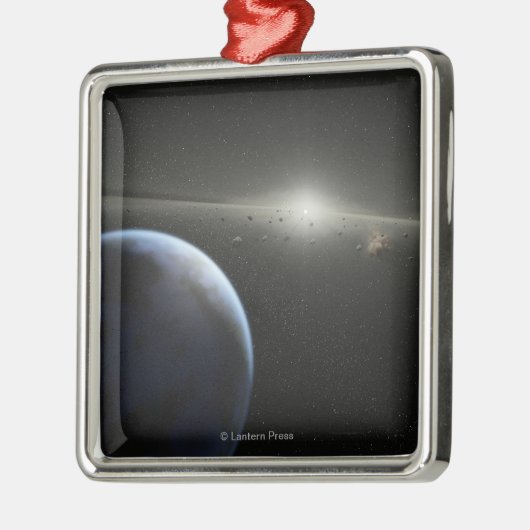 Kunstenaars concept van een astroïde gordel Foto Metalen Ornament (Links)