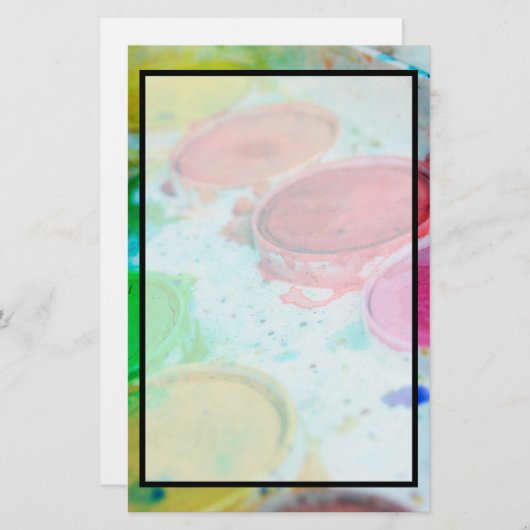 Kunstenaars met meerkleurige Waterverf verf palet Briefpapier (Voorkant / Achterkant)