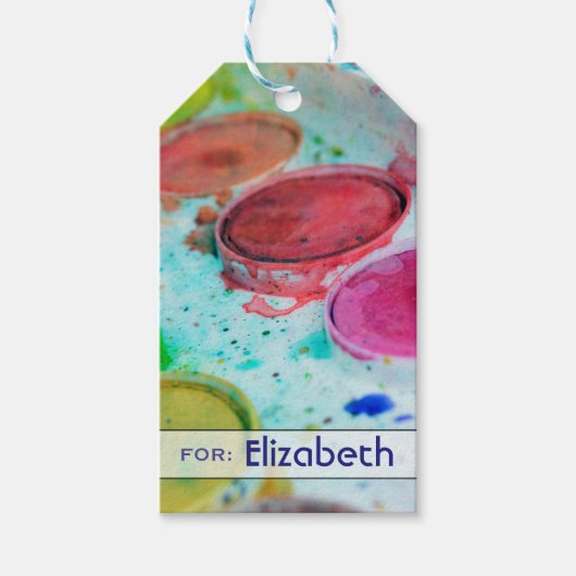 Kunstenaars met meerkleurige Waterverf verf palet Cadeaulabel (Voorkant)