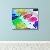 Kunstenaars met meerkleurige Waterverf verf palet Canvas Afdruk (Insitu (Houten vloer))