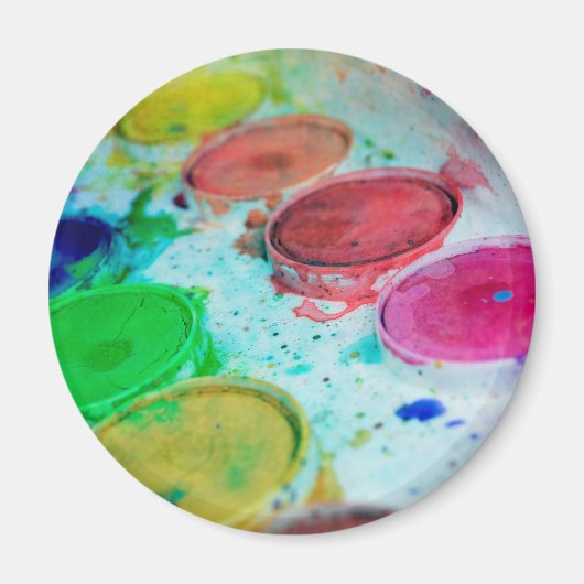 Kunstenaars met meerkleurige Waterverf verf palet Magneet (Voorkant)