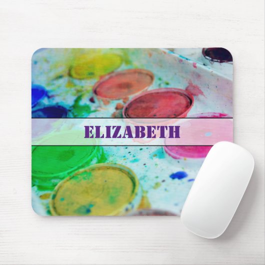 Kunstenaars met meerkleurige Waterverf verf palet Muismat (Met muis)