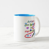 Kunstenaars zien schoonheid in alles tweekleurige koffiemok (Voorkant rechts)