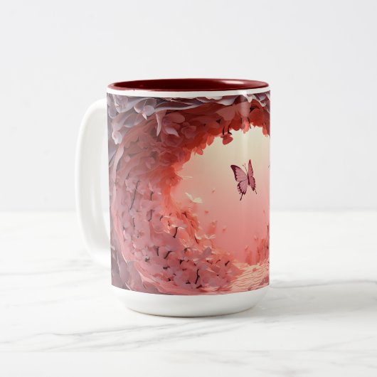 Kunstenaarschap in je hand: de 3D Butterfly Coffee Tweekleurige Koffiemok (Voorkant links)