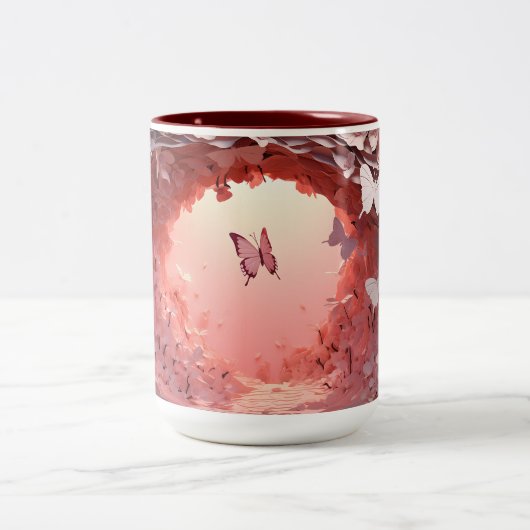 Kunstenaarschap in je hand: de 3D Butterfly Coffee Tweekleurige Koffiemok (Center)