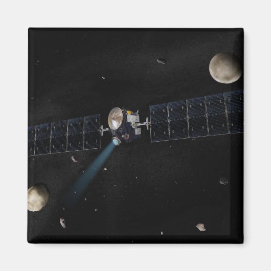 Kunstenaarsconcept van het Dawn spacecraft in orbi Magneet (Voorkant)