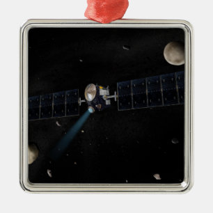 Kunstenaarsconcept van het Dawn spacecraft in orbi Metalen Ornament
