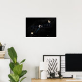 Kunstenaarsconcept van het Dawn spacecraft in orbi Poster (Thuiskantoor)