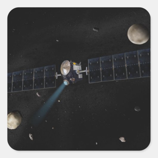 Kunstenaarsconcept van het Dawn spacecraft in orbi Vierkante Sticker (Voorkant)