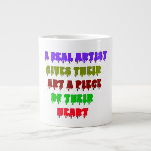 Kunstenaarshart en kunst en ziel grote koffiekop