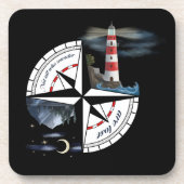 Kunstenaarskompas met geschilderde landschappen en bier onderzetter (Voorkant)