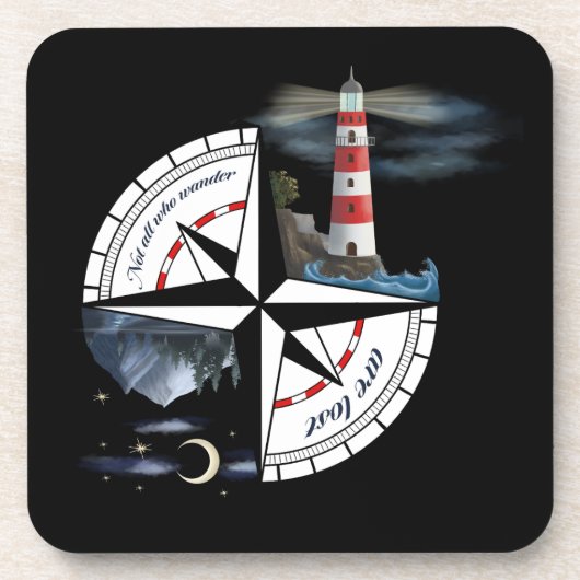 Kunstenaarskompas met geschilderde landschappen en bier onderzetter (Voorkant)