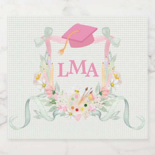 Kunstenaarsmonogram Afstuderen Likeurfles Etiket (Enkel label)