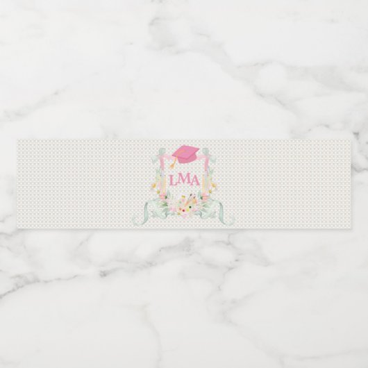 Kunstenaarsmonogram Afstuderen Waterfles Etiket (Enkel label)