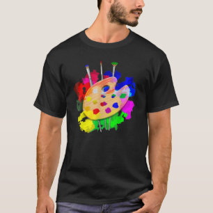 Kunstenaarspalet en penselen kunstenaarsschilder t-shirt
