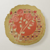 Kunstenaarspatroon en bloemig rond kussen (Voorkant)