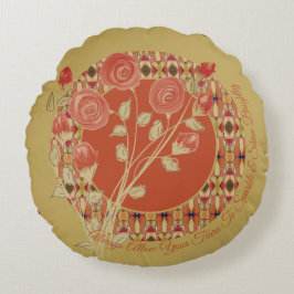 Kunstenaarspatroon en bloemig rond kussen