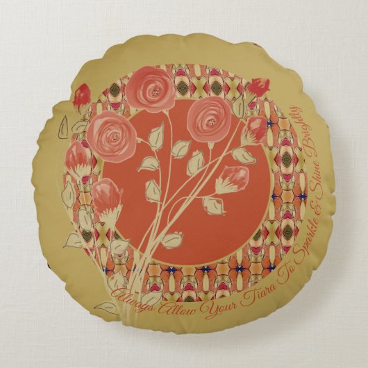 Kunstenaarspatroon en bloemig rond kussen (Voorkant)