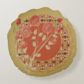 Kunstenaarspatroon en bloemig rond kussen (Achterkant)