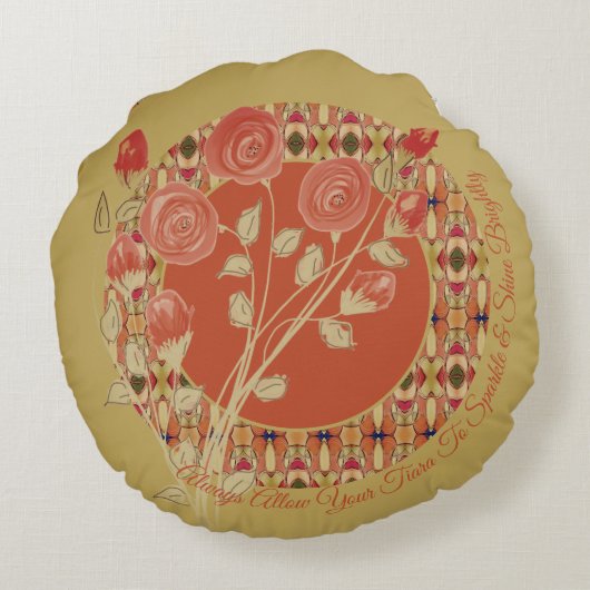 Kunstenaarspatroon en bloemig rond kussen (Achterkant)