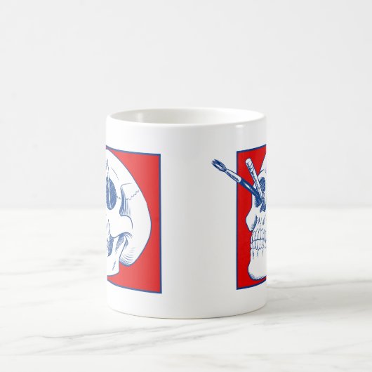 Kunstenaarsschedel met potloden en penselen koffiemok (Center)