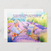 Kunstenaarsschildering in bloeiend lavendelveld feestdagenkaart (Voorkant / Achterkant)