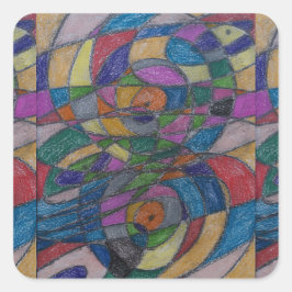 KUNSTENAARSTICKERS VAN PAULA REILLY. VIERKANTE STICKER