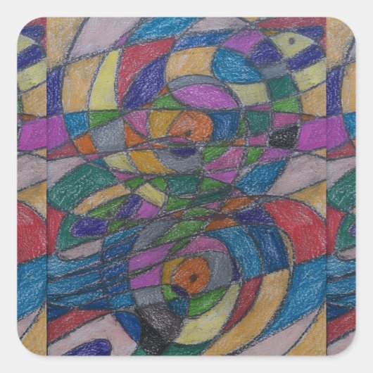 KUNSTENAARSTICKERS VAN PAULA REILLY. VIERKANTE STICKER (Voorkant)