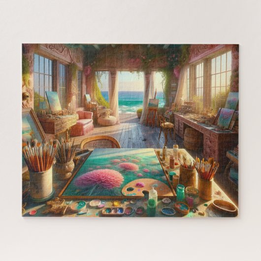Kunstenaarstudio aan zee door de Oceaan Legpuzzel (Horizontaal)