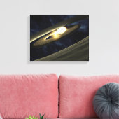 Kunstenconcept met een klomp materiaal canvas afdruk (Insitu (Woonkamer))