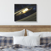 Kunstenconcept met een klomp materiaal canvas afdruk (Insitu (Slaapkamer))