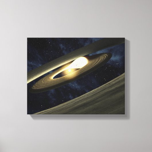 Kunstenconcept met een klomp materiaal canvas afdruk (Voorkant)