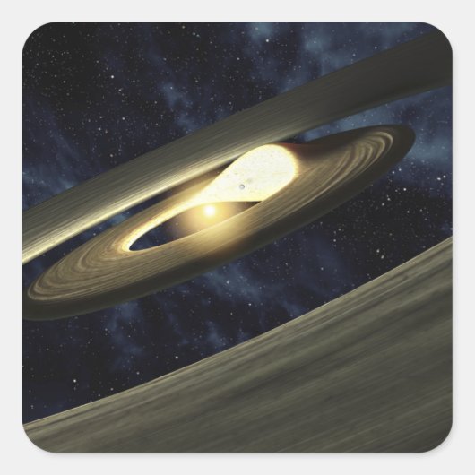 Kunstenconcept met een klomp materiaal vierkante sticker (Voorkant)