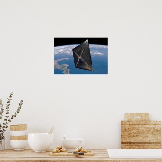 Kunstenconcept van NanoSail-D in de ruimte Poster (Keuken)