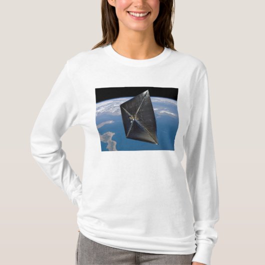 Kunstenconcept van NanoSail-D in de ruimte T-shirt (Voorkant)