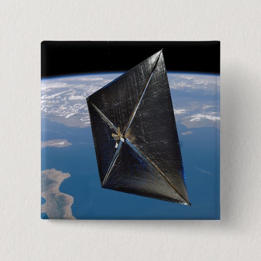 Kunstenconcept van NanoSail-D in de ruimte Vierkante Button 5,1 Cm (Voorkant)