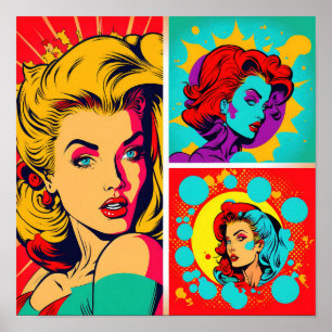 Kunstendrukkende Pop Kunst Retro Women Kunst Poster