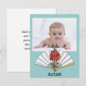 Kunstenkalligrafie met Geisha Fan Kaart (Voorkant / Achterkant)