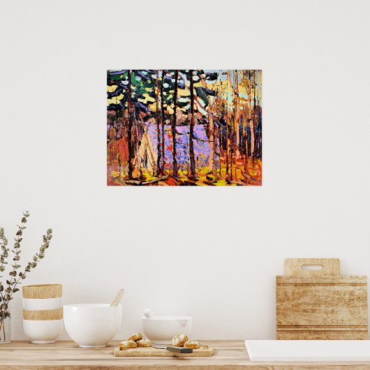 Kunstenkamp, kanoe Lake Poster (Keuken)