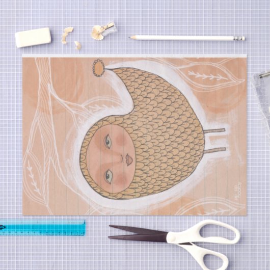 Kunstenkunst met inkt-vogelillustratie tissuepapier (Craft)