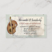 Kunstenpalet en penseel visitekaartje (Achterkant)