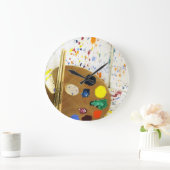 Kunstenschilders schilderplaat en palet verf grote klok (Huis)