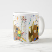 Kunstenschilders schilderplaat en palet verf grote koffiekop (Voorkant rechts)