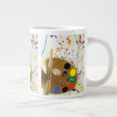 Kunstenschilders schilderplaat en palet verf grote koffiekop (Rechts)