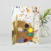 Kunstenschilders schilderplaat en palet verf kaart (Staand voorkant)